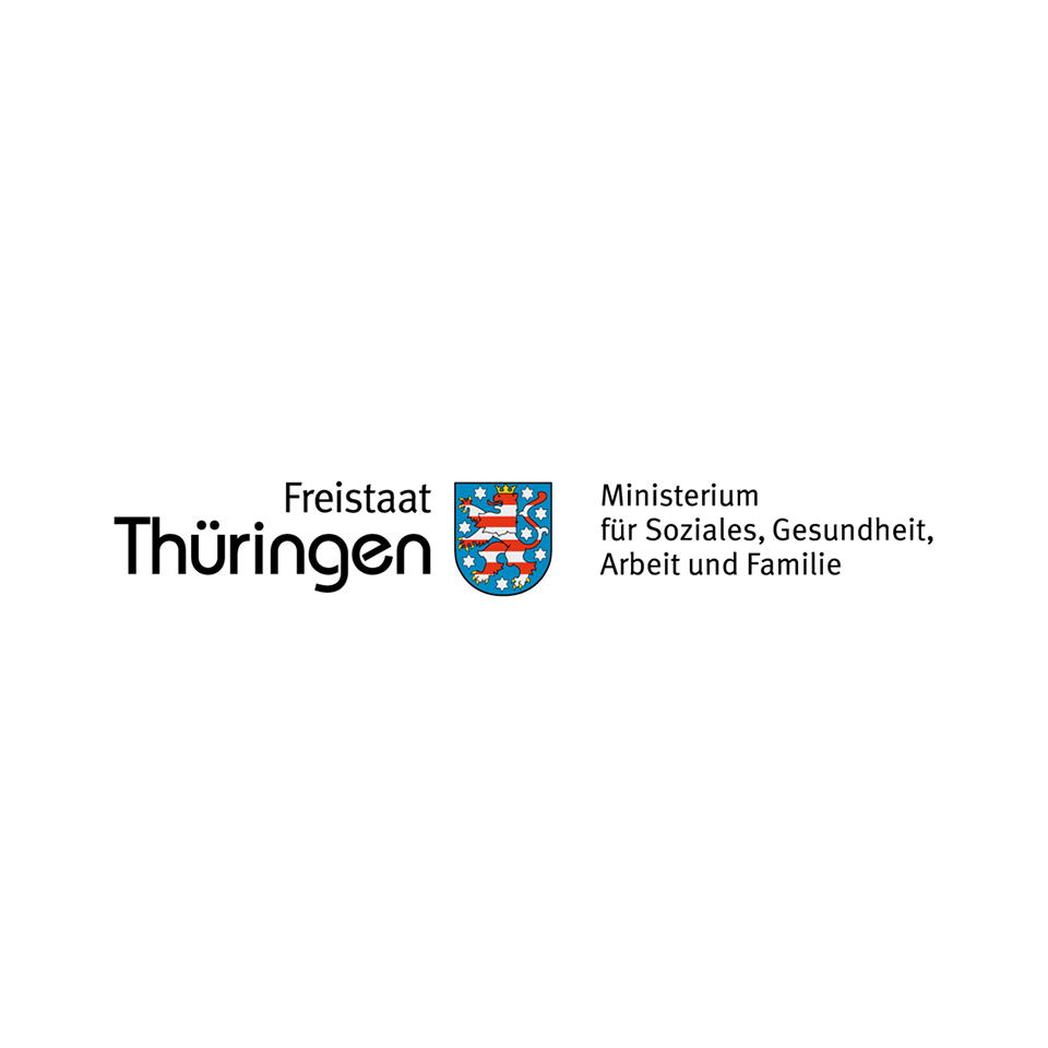Wappen mit Aufschrift: Freistaat Thüringen, Ministerium für Soziales, Gesundheit, Arbeit und Familie