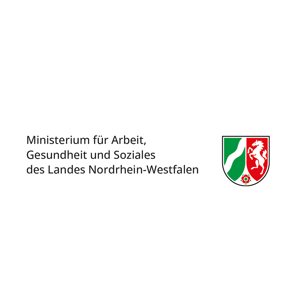 Wappen mit Aufschrift: Ministerium für Arbeit, Gesundheit und Soziales des Landes Nordrhein-Westfalen